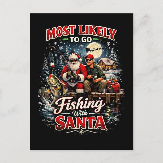Fischen mit dem Weihnachtsmann Postkarte (Vorderseite)