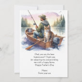 Fischen mit der besten Katzen-Vater-Flachkarte für Einladung (Rückseite)