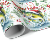 Fischen mit Weihnachtsfeiertag des Weihnachtsmanns Geschenkpapier (Rolleneckpunkt)