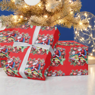 Fischen mit Weihnachtsfeiertag des Weihnachtsmanns Geschenkpapier