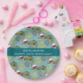 Fischen-Muster mit individuellem Namen Pappteller (Party)