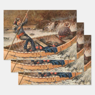 „Fischen nach Forellen“ Western Art von Frank Fell Geschenkpapier Set