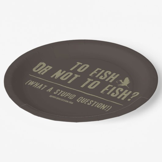 Fischen oder nicht fischen? Was für eine dumme Fra Pappteller (Schrägansicht)