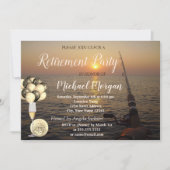 Fischen, Sonnenuntergang Weinglas, Ballons Ruhesta Einladung (Vorderseite)