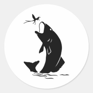 Fischen Sprünge Larvea Hook Fisherman Geschenk Runder Aufkleber