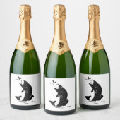 Fischen Sprünge Larvea Hook Fisherman Geschenk Schaumweinetikett (Flaschen)