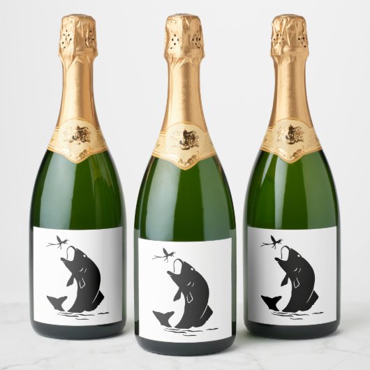 Fischen Sprünge Larvea Hook Fisherman Geschenk Schaumweinetikett (Flaschen)
