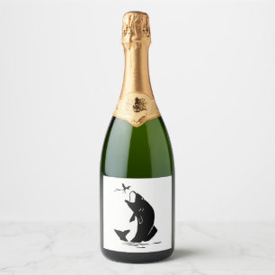 Fischen Sprünge Larvea Hook Fisherman Geschenk Schaumweinetikett