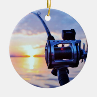 Fischen-Spule am Sonnenuntergang Keramikornament