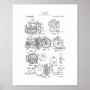 Fischen-Spule Patent Poster
