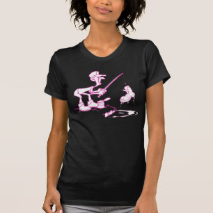 Fischen-Stiefel-Rosa T-Shirt