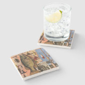 Fischen-Stillleben durch John Atherton Steinuntersetzer (Seitenansicht)