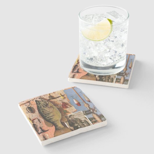 Fischen-Stillleben durch John Atherton Steinuntersetzer (Seitenansicht)