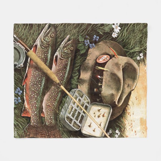 Fischen-Stillleben Fleecedecke (Vorderseite (Horizontal))