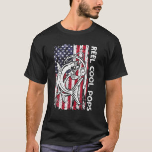 Fischen T-Shirt Vintage amerikanische Flagge Rolle
