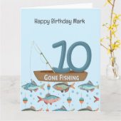 Fischen über 10. Geburtstag Karte (Gelbe Blume)