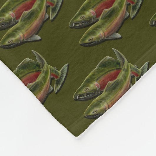 Fischen-umfassende Lachsfisch-Kunst-Fleece-Decke Fleecedecke (Ecke)