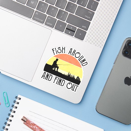 Fischen und erfahren aufkleber (Laptop mit iPhone)