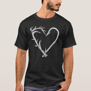 Fischen und Jagen Herz Künstlerisches Geweih & Hak T-Shirt