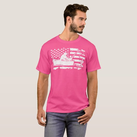 Fischen unter amerikanischer Flagge erschüttert US T-Shirt (Vorne ganz)