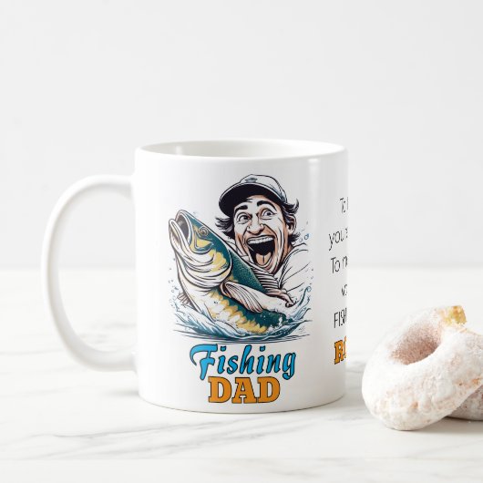Fischen Vater glücklicher Vater Tag Kaffeetasse (Mit Donut)