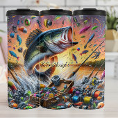 Fischen verlockt großen Sonnenuntergang Thermosbecher