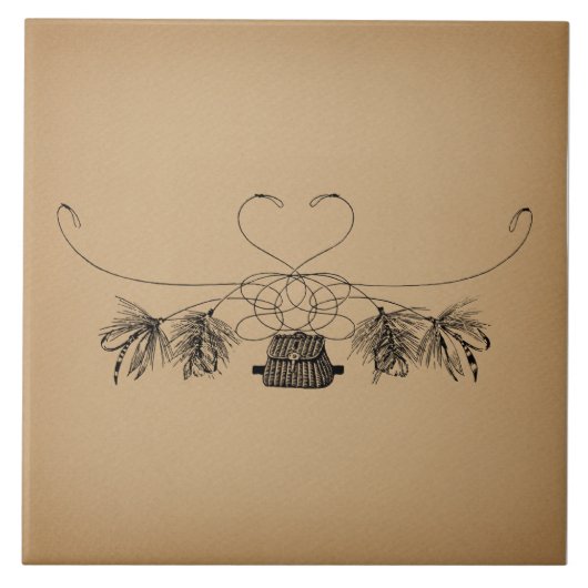 Fischen Vintage Kunst Fliese (Vorderseite)