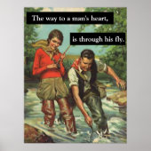 Fischen Vintages Retro-Image mit Funny Sprichwort Poster (Vorne)