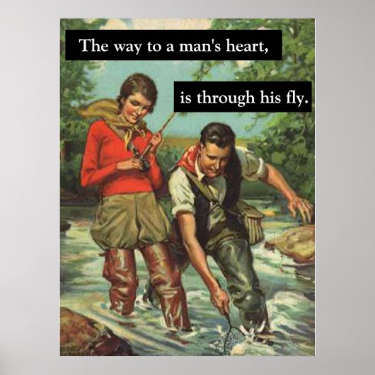 Fischen Vintages Retro-Image mit Funny Sprichwort Poster (Vorne)