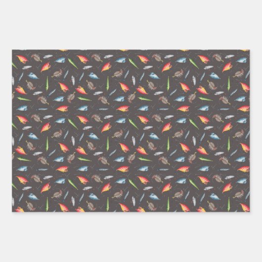 Fischen von dunkelgrauem Fisch Geschenkpapier Set (Vorderseite)