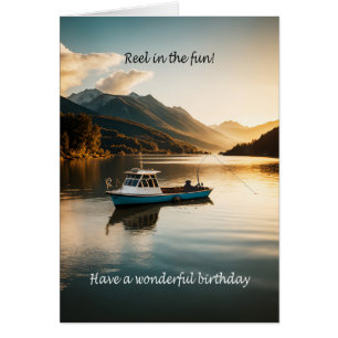 Fischen von einem Boot zum Geburtstag