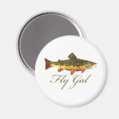 Fischen von Frauen Magnet (Vorderseite/Rückseite)