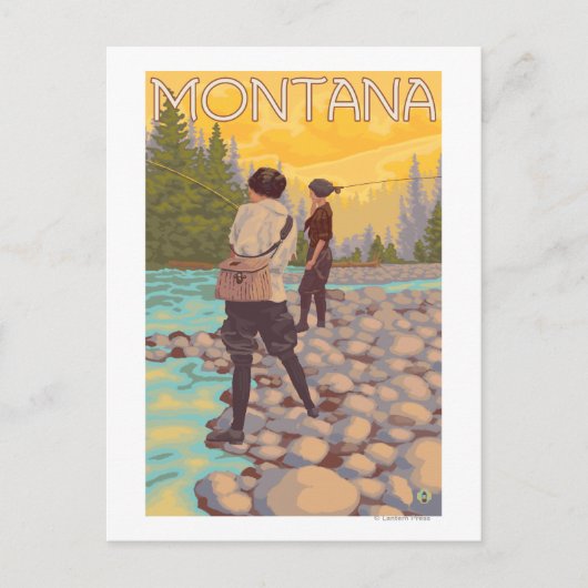 Fischen von Frauen - Montana Postkarte (Vorderseite)