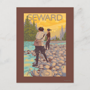 Fischen von Frauen - Seward, Alaska Postkarte