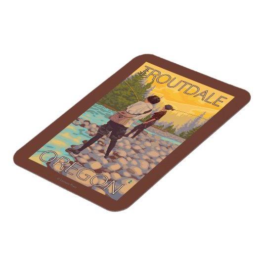 Fischen von Frauen - Troutdale, Oregon Magnet (Linke Seite)