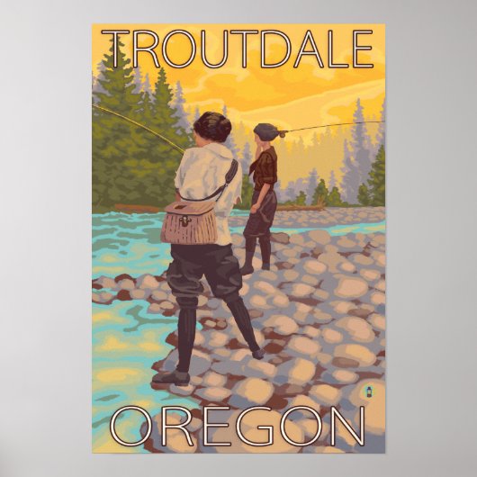 Fischen von Frauen - Troutdale, Oregon Poster (Vorne)