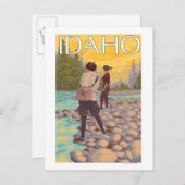 Fischen von FrauenIdahoVintageReiseplakat Postkarte (Vorne/Hinten)