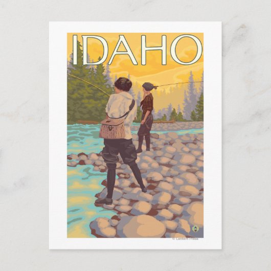 Fischen von FrauenIdahoVintageReiseplakat Postkarte (Vorderseite)