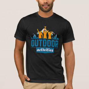 Fischen Wandern Camping ... Logo für Aktivitäten i T-Shirt