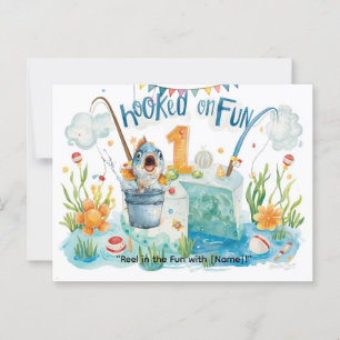 Fischen zum 1. Geburtstag für kleine Anglerparty Postkarte