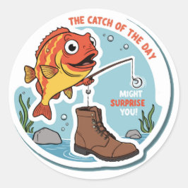 Fischen zum Spaß - Niedliche und sonnige Outdoor-M Runder Aufkleber