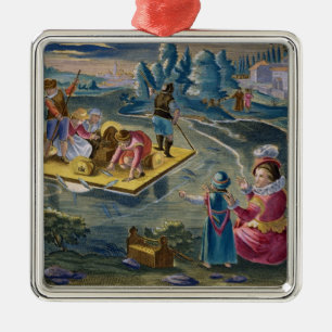 Fischend auf einem See nachts, überziehen Sie 101 Silbernes Ornament