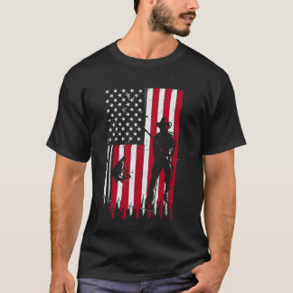 Fischender Amerikanischer Flagge Patriotischer Fis T-Shirt