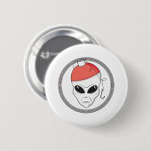 fischender Außerirdischer Kopf Button (Vorne & Hinten)