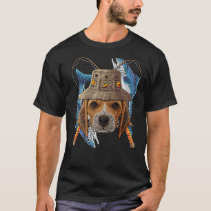 Fischender Beagle Outdoor Angler Hund Niedlich Fli T-Shirt