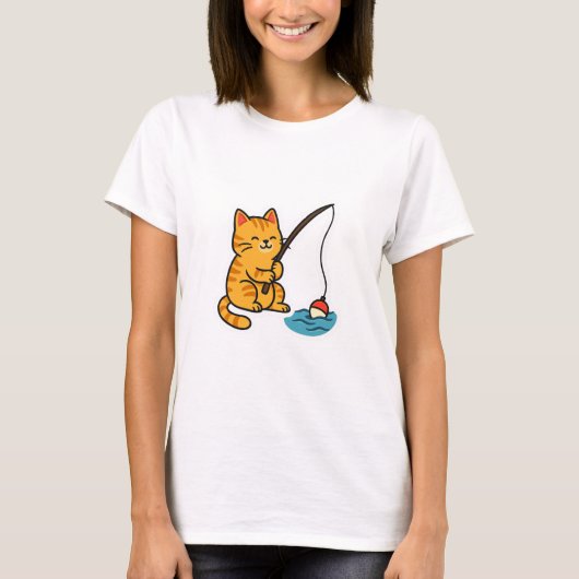 Fischender Kater - T-Shirt (Vorderseite)