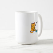 Fischender Katzenbecher Kaffeetasse (VorderseiteRechts)