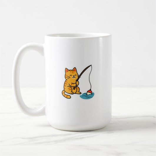 Fischender Katzenbecher Kaffeetasse (Links)