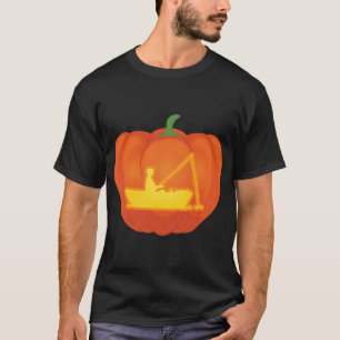 Fischender Kürbis Halloween-Design T-Shirt