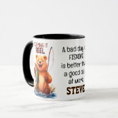 Fischender Papa-Bär fängt Fisch Tasse (Vorderseite Links)